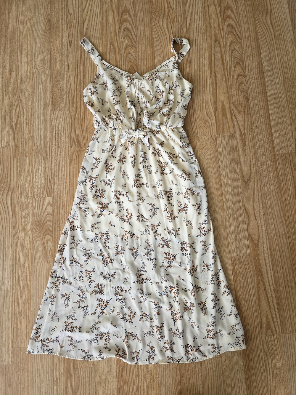 Sienna Sky Cream Floral Tie-Front Maxi Dress
